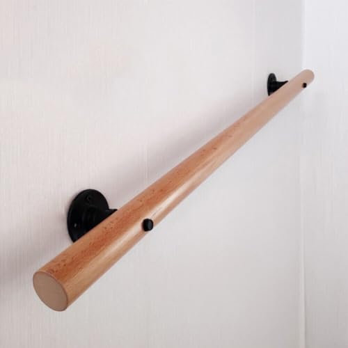 Black Handrail Brackets, Heavy Duty Banister Rail Brackets, Wall Mounted Iron Handrail Support Bracket Railing Guide Banister for Stairs