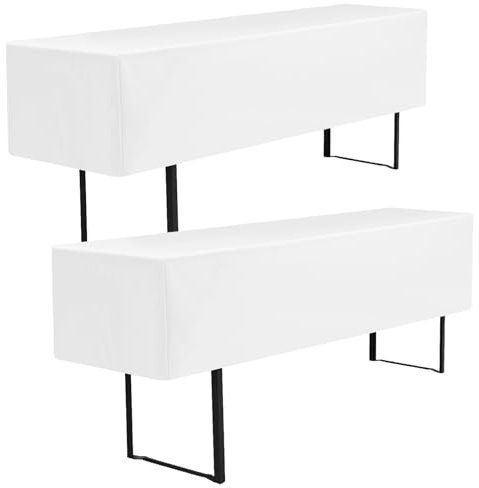 Teruntrue 2 Stück Biertisch-Abdeckung, Tischdecke, weiß, Bierzelttisch, Premium, waschbar, 220 x 70 x 35 cm, für Bierzelttisch, 70 cm Tischbreite für Gartenbankette im Freien (weiß)