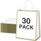 NAHRMY 30 Stück Papiertüten, Geschenktüten Kraftpapiertüten mit Henkel, 27x11x21cm Kraftpapier Partytüten für Einkaufen, Hochzeiten, Verpackungen, Geburtstag, Kindergeburtstag (Weiß)