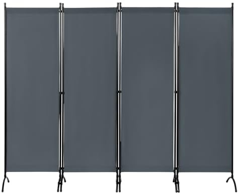 WOLTU Paravent 4-teilig 224x182 cm, Raumteiler freistehend, Trennwand klappbar, Stellwand Sichtschutzwand innen Outdoor, Sichtschutz Balkon Terrasse Garten, Dunkelgrau
