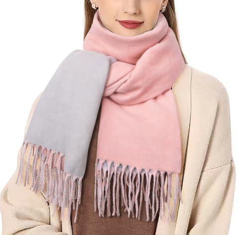 Kotashion Damen Kaschmir Texturschal Pelziger und Hautfreundlicher Weicher Winterschal Doppelseitiger Warmer Quasten Damenschal Perfektes Weihnachts und Geburtstagsgeschenk für Frauen