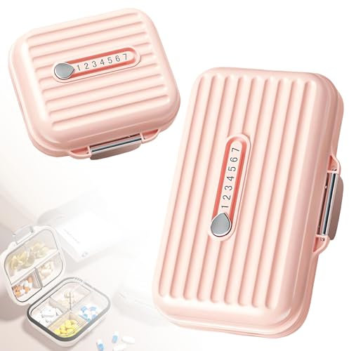 Ptyism 2 Stück Pillendose für Unterwegs(Groß und Klein-Pink)Tablettenbox 7 tage für unterwegs丨Reise Pillenbox,Pill Organizer Travel Für Reise und Tägliches Gebrauch usw