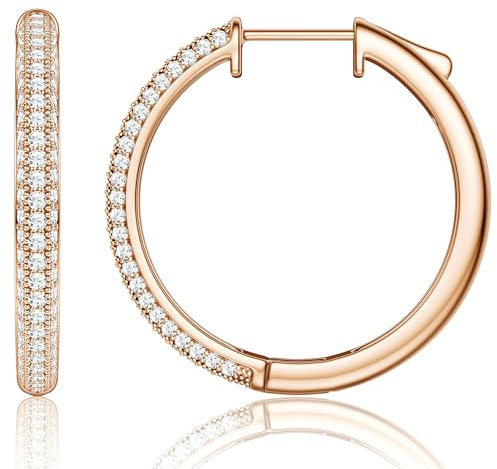 MILACOLATO Orecchini a cerchio per donne e ragazze in color argento, oro 14 carati e oro rosa | Orecchini ipoallergenici per il tragus con zirconi AAA | 20mm & 30mm diametro