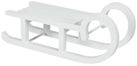 Spetebo Holz Deko Schlitten klein weiß - 30 cm x 10 cm - Holzschlitten zum Basteln und Dekorieren - Weihnachtsdeko Miniatur Schlitten Advent Winter Weihnachten Tischdeko