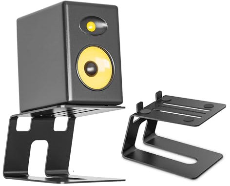 mufojyez 2Pcs Speaker Stand, Desktop Speaker Stand Storage Bracket, Desktop Metal Monitor Audio Speaker Stands, Metal Speaker Riser Stand, Vibration Absorption Pad High Stability Studio Speaker Stan