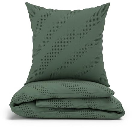 LARAWELL Bettwäsche 135x200 Baumwolle ganzjahres Bettwäsche-Sets grün gepunktet Premium