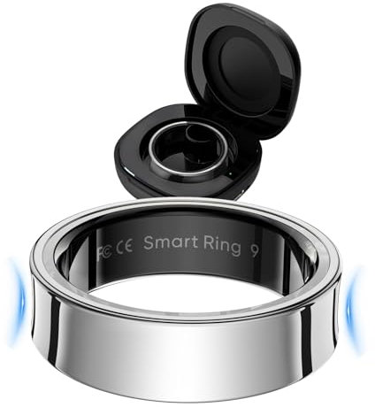 Smart Ring Smartringe Herren Damen Smart Ring Android Fitness Ring Schlaftracker Herzfrequenz SpO2 Messer HRV-Monitor Periode-Erinnerung Kalorie Distanz-Tracking Schrittzähler, Silber 8