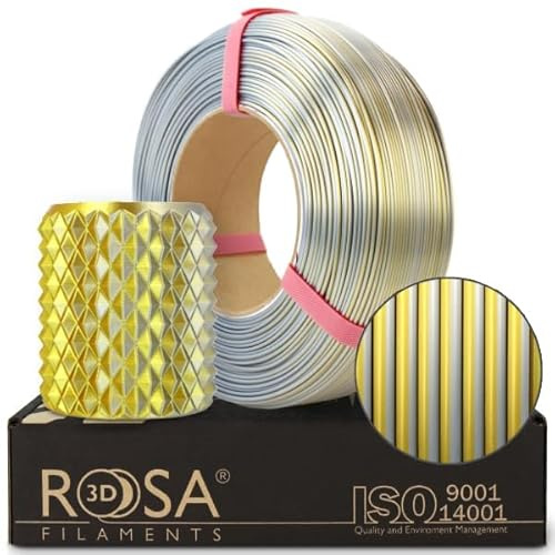 ROSA3D Magic PLA Silk Filament 1.75 mm für 3D Drucker, Gold Silber Refill 1 kg