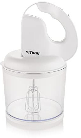 Vitinni USB Cordless Hand Mixer - 5 Speeds, 50W, Rechargeable, Storage Container, Powerful Mixing for Any Kitchen Task