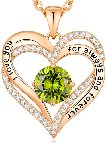 CDE Heart Necklaces for Women Birthstone Pendant Jewellry Gift | Love Heart Gifts for Wife Her Girlfriend Mum Anniversary Birthday Mothers Day Christmas Valentine's Day