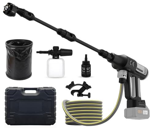 Akku Hochdruckreiniger, 610 PSI 380W Hochdruck-Hochdruckreiniger kompatibel mit Makita 18V Akku, Tragbarer Hochdruckreiniger mit 6-in-1 Multi-Sprühdüse, 4 Reinigungsstufen, 5 m Schlauch (NO Akku