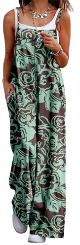 YESNO Women's Ladies Dungarees Summer Boho Floral Printed Overalls Cotton Baggy Jumpsuits with Pockets 2XL PZZCRUK 430