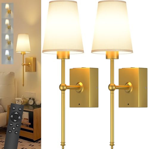 Toowell Gold Wall Lights Rechargeable,Cordless Wall Light No Wire Indoor Battery Operated Wall Lights Wireless Wall Sconces Set of 2,Wireless Wall Sconce Lights Indoor for Living Room Hallway Bedroom