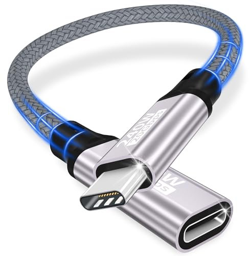 Cable de extensión USB C,20 Gbps/240W/5K@60Hz Extensor USB C 3.2 de 0,2M,4K@144Hz Cable de extensión de video tipo CMacho@hembra Compatible con iPhone 16/Plus/Pro/ProMax/iPhone 15/MacBook Pro/iPadPro