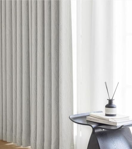 Calefee Tende Oscurante da Interni, Tenda da Camera da Letto Moderne 300x270 Ciniglia Grigio Chiaro con Righe Testurizzate, con Ganci, 2 Pannelli