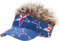 YeeHeen Mens Visor Cap Wig Spiked Adjustable Baseball Cap Golf Hats American Flag + Brown Hair B