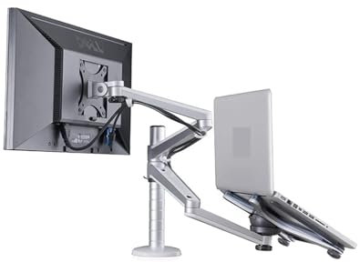 Braccio Monitor, Multimedia Desktop Dual Arm Supporto for monitor LCD da 27 pollici + supporto for laptop Supporto da tavolo Full Motion Dual Monitor Mount Arm Stand Stabile e fermo