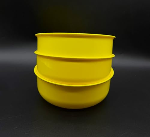 3 Stück Schüssel Schale Bowl 750 ml Müslischale Suppenteller Suppenschüssel Salatschüssel, Kunststoffschüssel, aus Kunststoff, Mehrweggeschirr, Farbe gelb