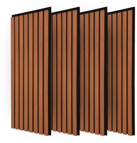 Art3d 4 Stück Akustikpaneele Walnuss 3D Wandpaneele 60x30cm | Schalldämmend & Schallabsorber Holzfurnier mit Filzrückseite Für Büro, Studio, Wohnzimmer, Homeoffice & Küche Wanddeko 0,72㎡