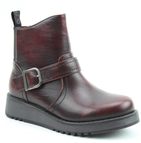 Heavenly Feet Cherish Black Vegan Wedge Ankle Boots (Burgundy, UK Footwear Size System, Adult, Women, Numeric, Medium, 7)