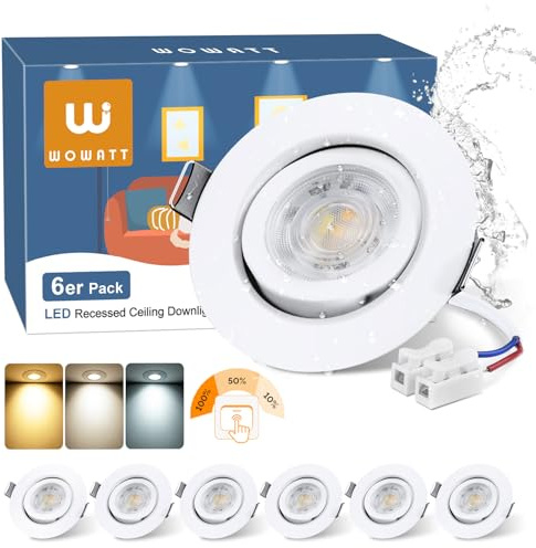 wowatt 6 Pack Focos LED Interior Techo Regulable Orientable 6W 640LM 3CCT