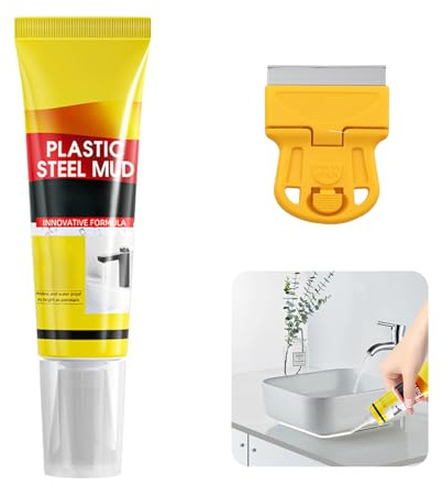 White Caulk with Scraper Waterproof White Gap Filler Stronger Adhesion Caulking Sealant for Kitchen Bathroom Sink Caulking Sealant Kit for Cracks Sealing Around Skirting Boards Windows