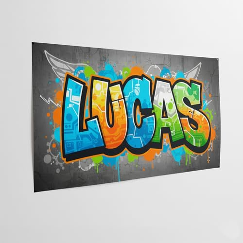 Personalisiertes Poster mit Vorname Graffiti blau Tag Urban Wandposter Street Art Deco Kinderzimmer oder Jugendzimmer modern Geschenk personalisiert Geburtstag Geburt Taufe Weihnachten Wandposter