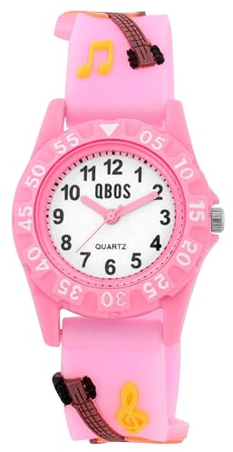 QBOS Kinderuhr Mädchen Armbanduhr Kinder Analog – Gitarre Kinder Uhr Kinderarmbanduhr ab 3 Jahre Kids Watch