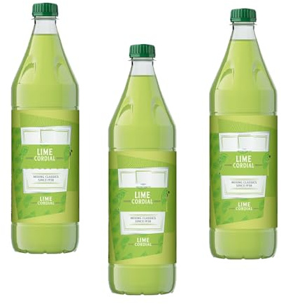 Lime Cordial A blend of Refreshing lime juice 1l - 3 x Bottles - Fruity Refreshment Drink