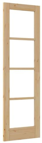 QJBSAVVA ORKDAL - Porta interna in legno massiccio di pino con elementi in vetro, moderna porta in legno per interni, soggiorno, camera da letto e cucina, marrone, 61 x 198,5 cm