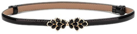 Ele Gens Damen Schmal Gürtel Taillengürtel Hüftgürtel Belt Mädchen (Schwarz)