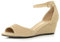Womens Ladies Low mid Wedge Heel Ankle Strap Casual Evening Sandals, Nude Suede, 8 UK