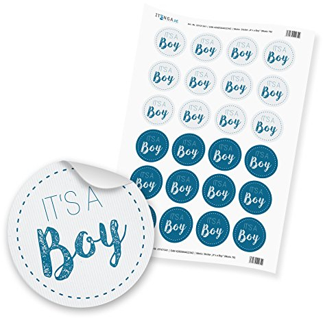 itenga Motiv It's a Boy Dunkelblau für Jungen Gast Geschenk Geburt Taufe 1. Geburtstag (24 Motivsticker)