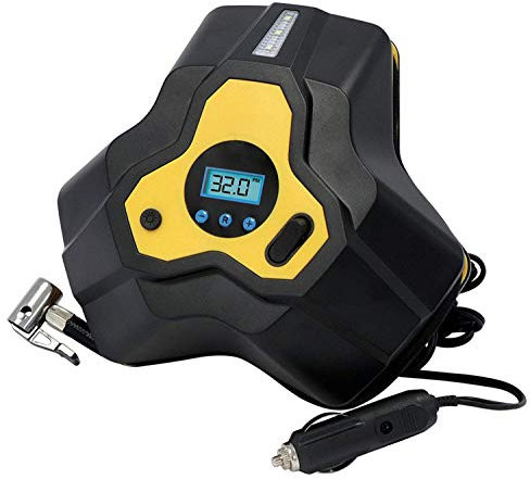 Streetwize SWAC21 12V Air Compressor - 30 L/min Flow Tyre Inflator - Auto Shut-Off, LED, 3 Nozzle Adaptors, Fuse - Automotive Air Pump