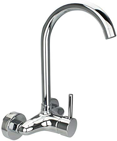 ATCO® Wandarmatur CARLO Küchenarmatur Armatur Einhandmischer Wasserhahn Küche Spültischarmatur Spültisch EHM Wandmontage Einhebelarmatur Chrom