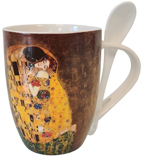 Klimt Mug le Baiser Cucchiaio Imballo Singolo, Ceramica, Multicolore, 10.5 x 8 x 1 cm