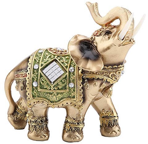 Cikonielf Glücklicher Reichtum Elefant Statue Feng Shui Grüner Elefant Statue Skulptur Reichtum Figur Home Decoration Collection(S)