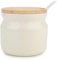 Chase Chic Azucarero, Azucarero Cerámica con Tapa de Madera y Cuchara de Porcelana, 7.7oz/230ml, Perfecto Para la Cocina, Incluye Cuchara, Sirviendo para Azúcar, Sal, Especias y Más, Blanquecino