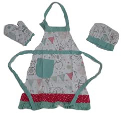 Set de Cocina Infantil, Kit Cocinero para Niños y Niñas, Set de Cocina para Niñas con Delantal, Manopla y Gorro