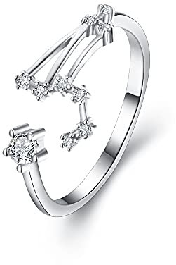 Clearine Löwe Ring 12 Konstellation Sternzeichen Zirkonia verstellbar für Damen Mädchen Horoskop Sternbild Astrologie