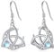 Keltische Mond Ohrringe 925 Sterling Silber - Mondstein Baumeln Keltischer Knoten Schmuck - Geschenke für Frauen Mädchen Freundin