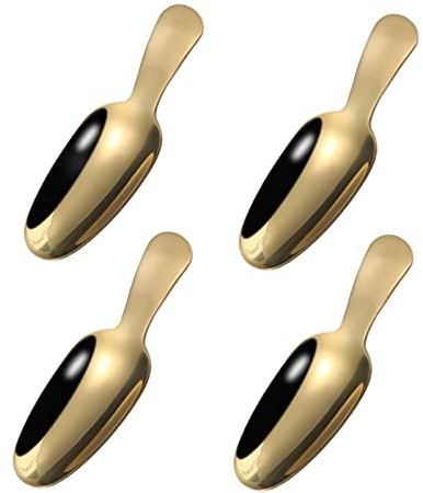 4 Stücke Gold Edelstahl Löffel Mini Dessertlöffel Teelöffel Teeschaufel Kaffeelöffel, Gold Eisportionierer Mini Gewürzschaufel Kaffeeschaufel für Salz Zucker Gewürze, Weihnachten Kinder Besteck