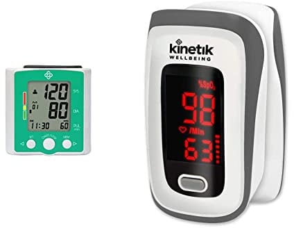 Kinetik Wellbeing Advanced Wrist Blood Pressure Monitor - Used by The NHS – BIHS and ESH Validated & Finger Pulse Oximeter – in Association with St John Ambulance