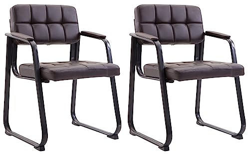 CLP 2er Set Besucherstühle Canada B Mit Polsterung Und Kunstlederbezug I Wartezimmerstühle Mit Armlehne Und Metallgestell | Farbe braun