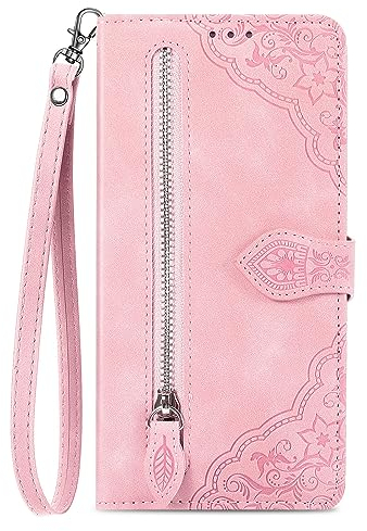 NEXCURIO Handyhülle für Xiaomi 12T / 12T Pro Hülle Klappbar mit Kartenfäch Ständer Klapphülle Schutzhülle Leder Wallet Flip Case Cover Tasche Handytasche Stoßfeste - Rosa