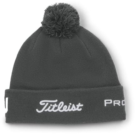 Titleist Men's Herren Tour Pom Cold Weather hat, Anthracite/White, One Size