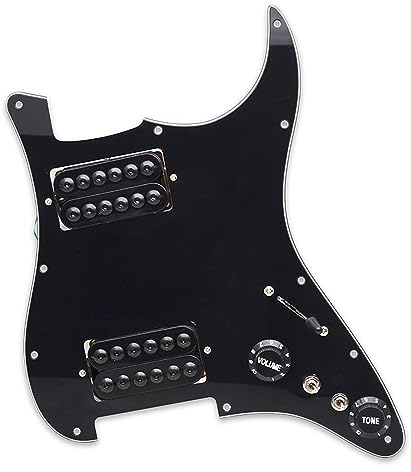 Vorverkabelter Beladene Schlagbrett Loaded Prewired Scratchplate Two Humbucker Coil Splitting HH Guitar Pickguard Schlagbrett Für E-Gitarre (Color : Bk Pickup)