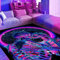 HOLAVIDA Schwarzlicht Küssender Schädel Teppich, Großer Fluoreszierender UV-reaktiver Skelett Wurfteppich, Rutschfester Gothic-Teppich, Leuchtende Dekoration für Schlafzimmer 120x180cm