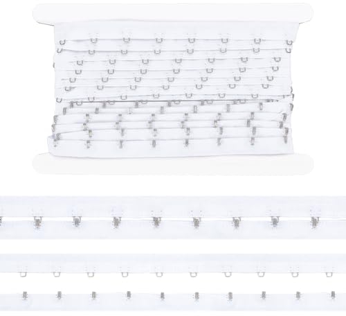 FINGERINSPIRE 2.7 m Paar Einreihiges Haken Und Ösenband 28 mm Breit Weißes Abstandsband Aus Polyester Mit Haken Und Öse Elastisches BH Band Randbesatzband Für DIY Dekoration