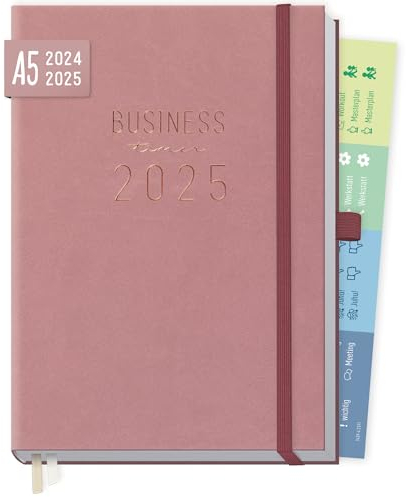 Häfft® Business-Timer Deluxe 2024/2025 A5 Altrosa Buchkalender 18 Monate: Juli 2024 bis Dez. 2025 - Terminplaner, Wochenkalender, Terminkalender, Wochenplaner - nachhaltig & klimafreundlich
